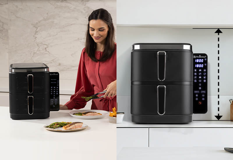 Design vertical inovator pentru economisirea spațiului, ideal pentru bucătării mici.