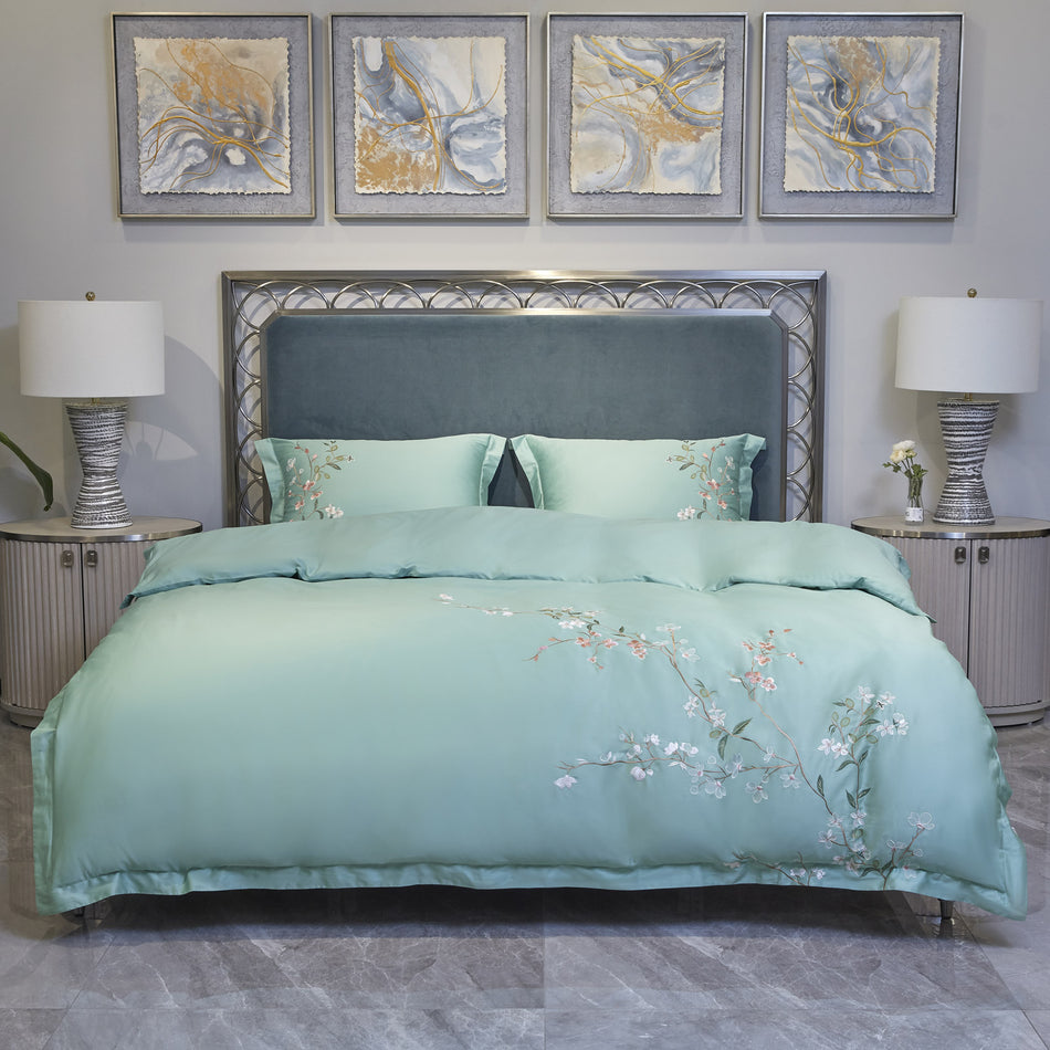 Lenjerie de pat brodată din bumbac-satin PREMIUM Aleasha