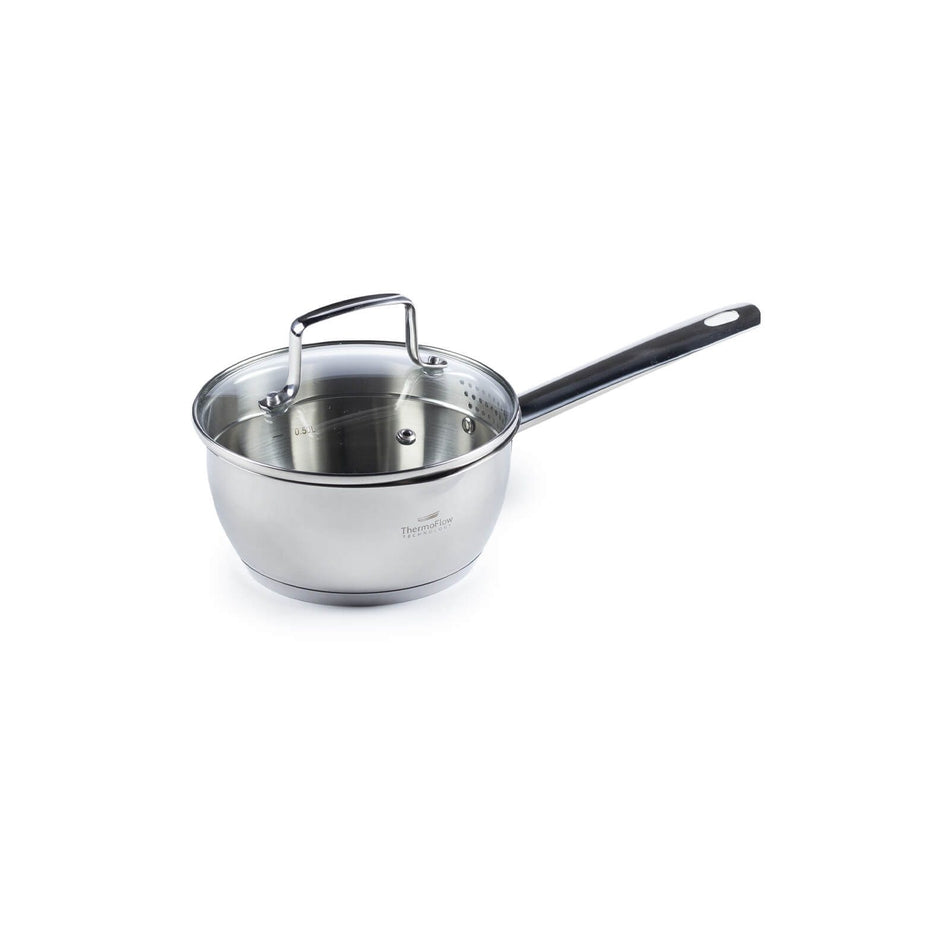 Rosmarino cratiță din oțel inoxidabil cu capac de sticlă Pour&Cook II – 1,2 L, 16 cm