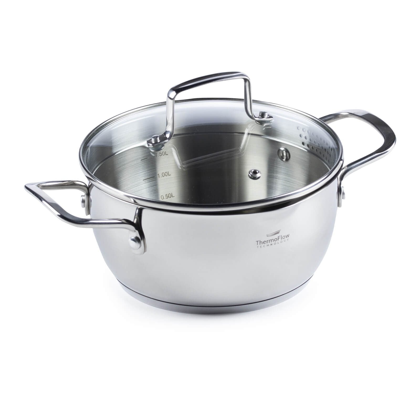 Rosmarino oală din oțel inoxidabil cu capac din sticlă Pour&Cook II – 2,6 L, 20 cm