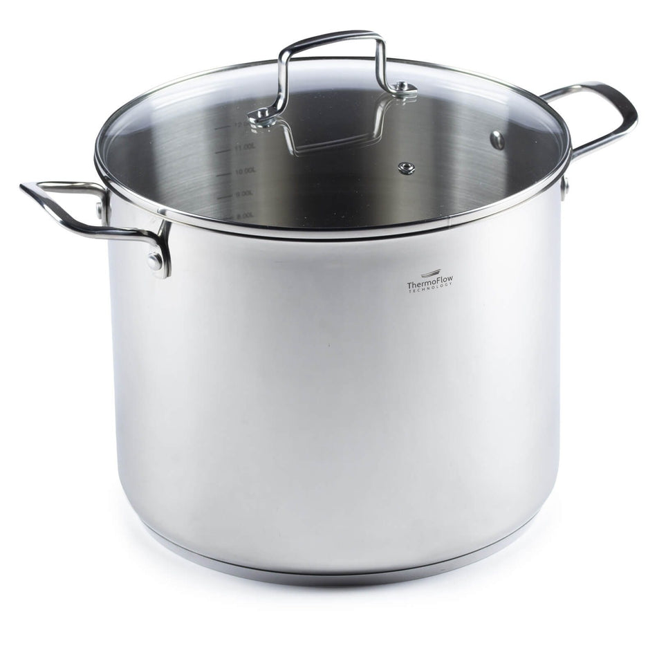Rosmarino oală din oțel inoxidabil cu capac din sticlă Pour&Cook II – 14 L, 28 cm
