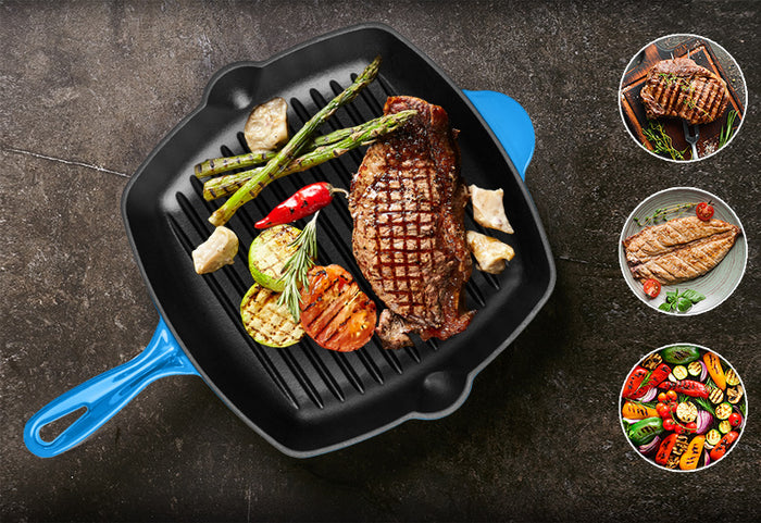 Model tipic de "grătar" și mâncare care nu se mai lipește.