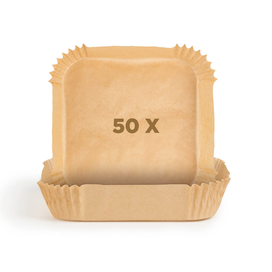 Set de 50 de foi de hârtie de copt pentru friteuza cu aer cald Rosmarino - formă pătrată, 20 cm
