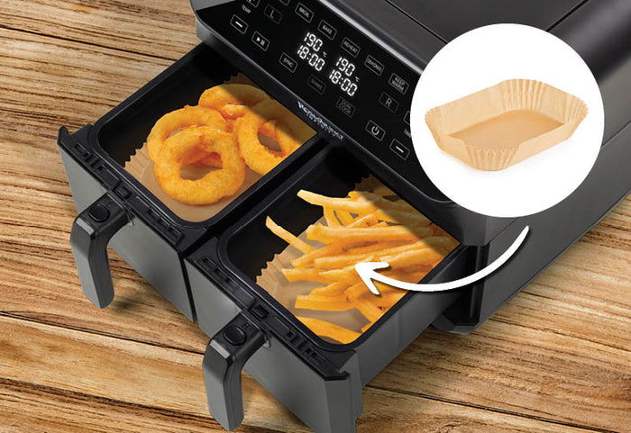 Nu vrei să pierzi timpul curățând friteuza cu aer cald? Folosește hârtie de copt!