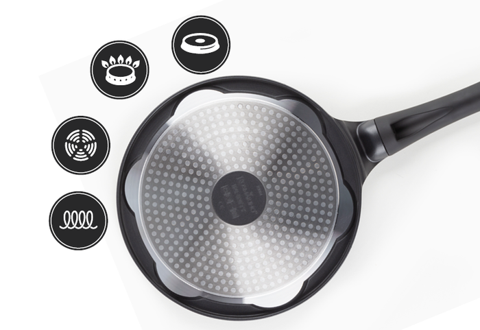 Tigaie cu încălzire rapidă și uniformă.