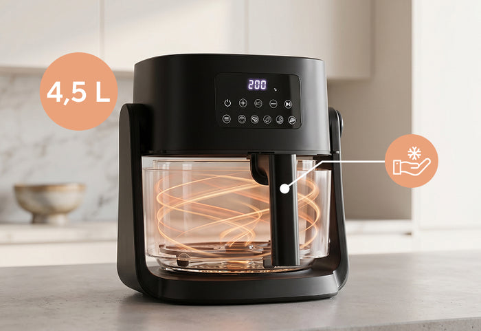 Design inovator al friteuzei cu aer cald