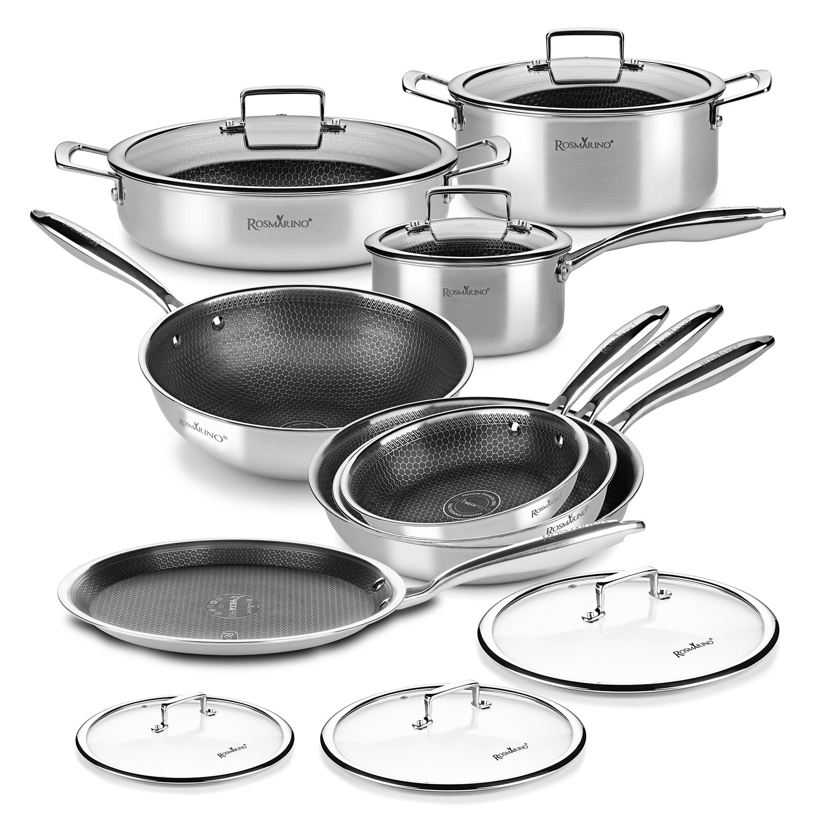 Set de vase Rosmarino HexaPro, 14 piese cu capace