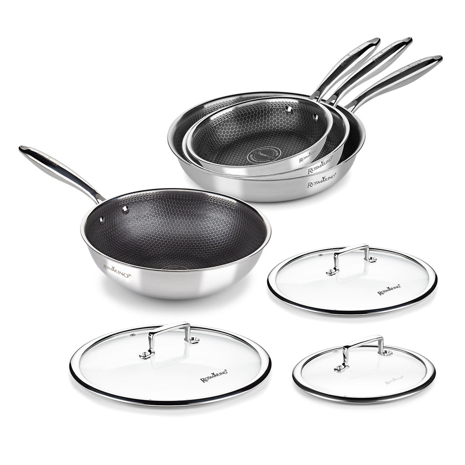 Set de tigăi Rosmarino HexaPro, 7 piese cu capace