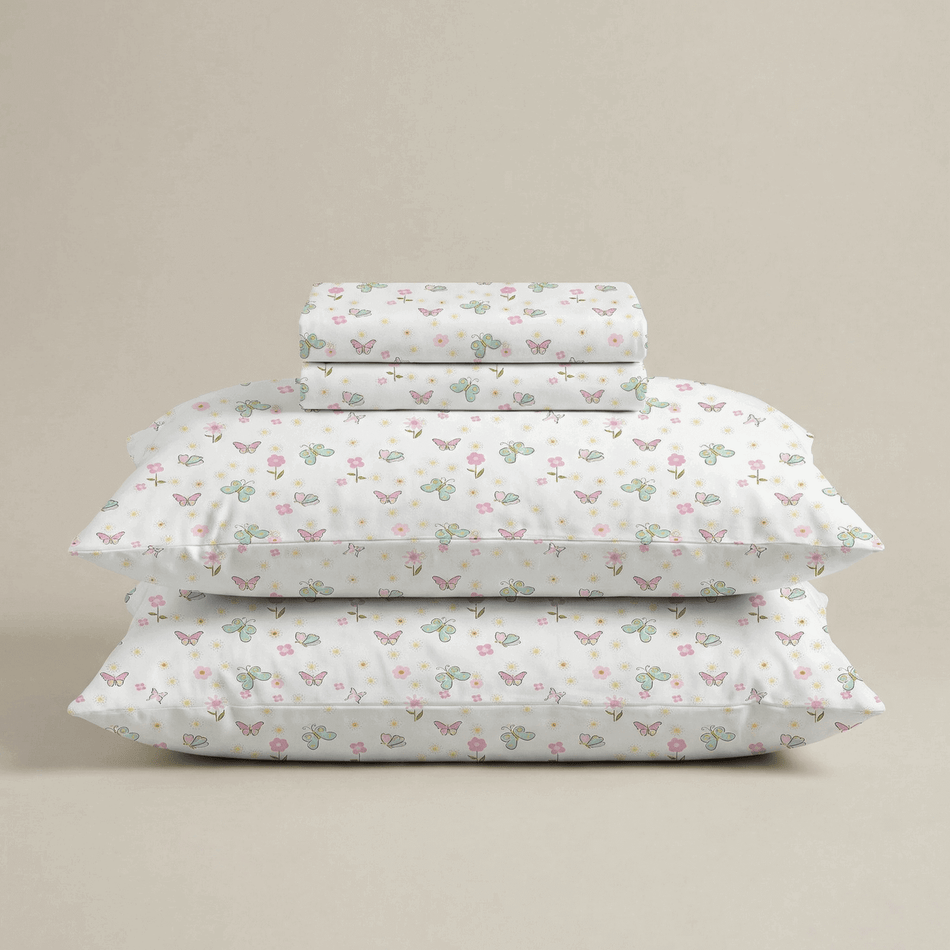 Lenjerie de pat pentru copii din bumbac Svilanit Flutter Bloom
