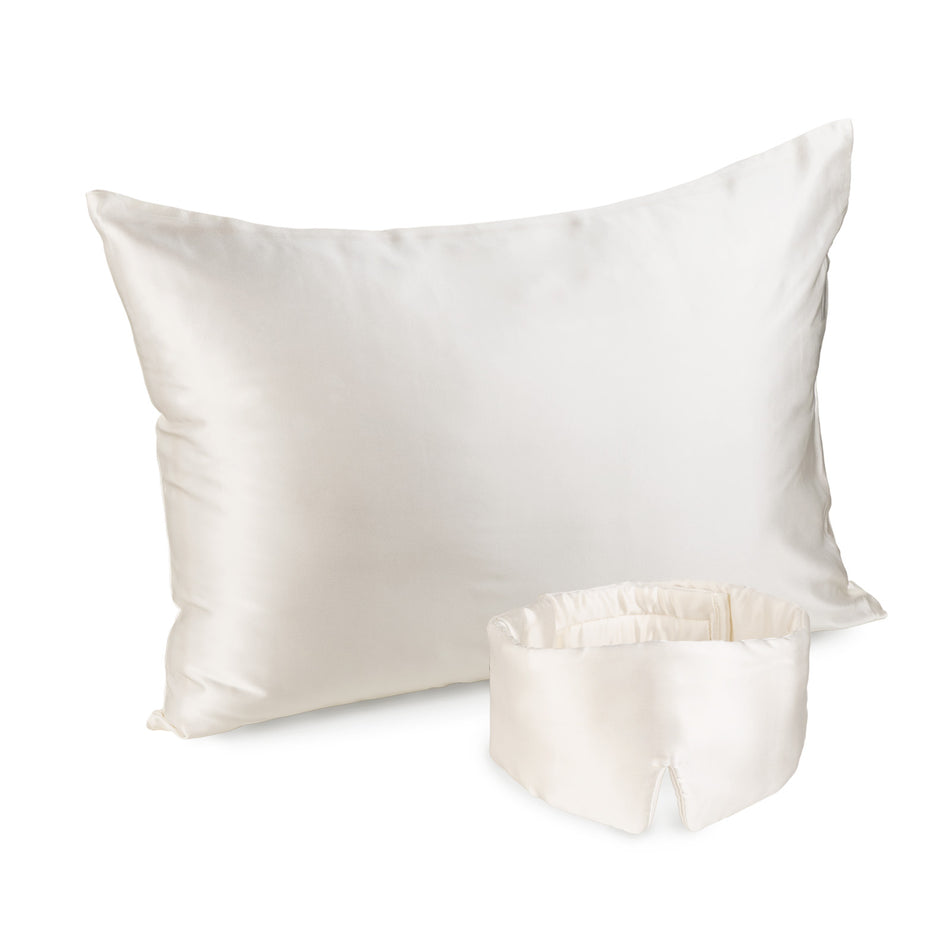 Set cu mască de somn și față de pernă din mătase Svilanit