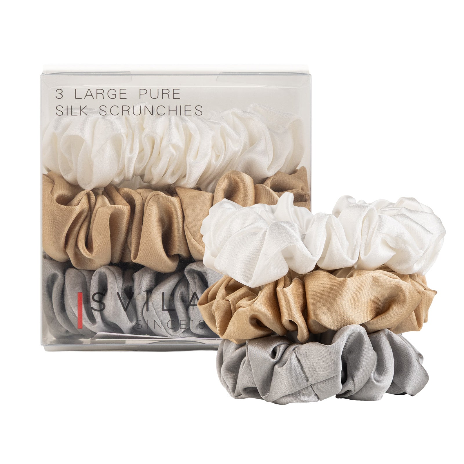 Svilanit set de trei elastice de păr din mătase premium de dud Elegance