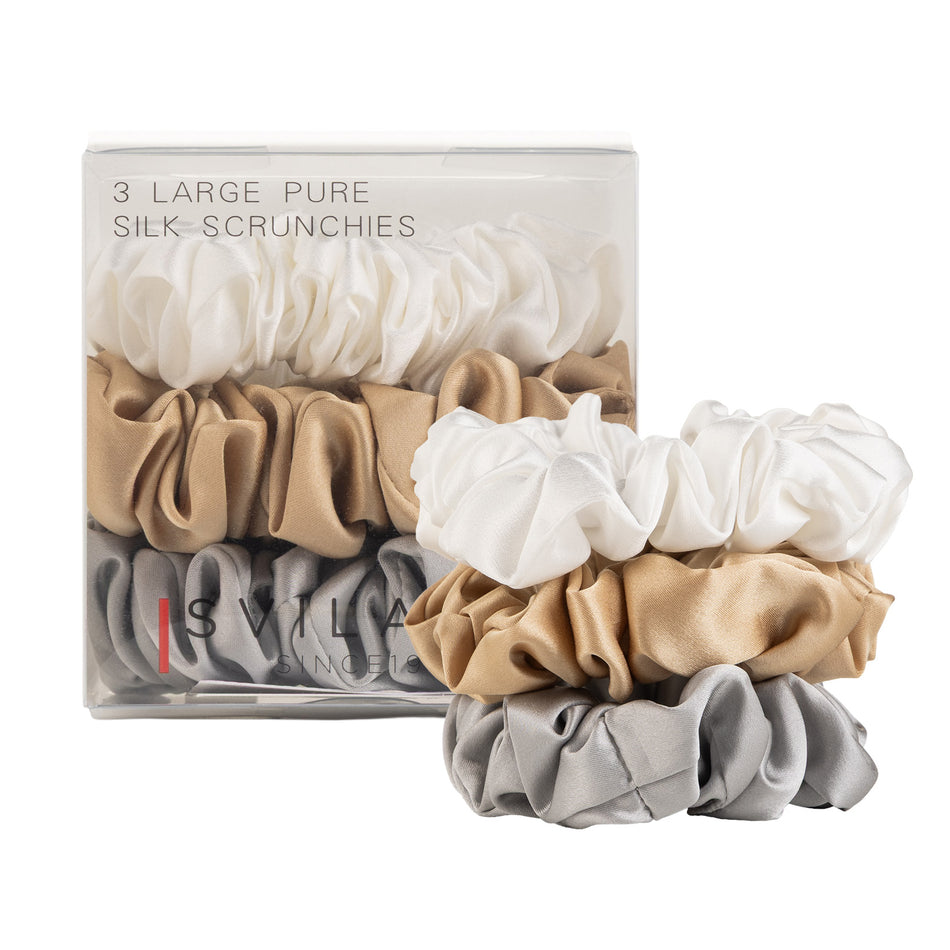 Svilanit set de trei elastice de păr din mătase premium de dud Elegance