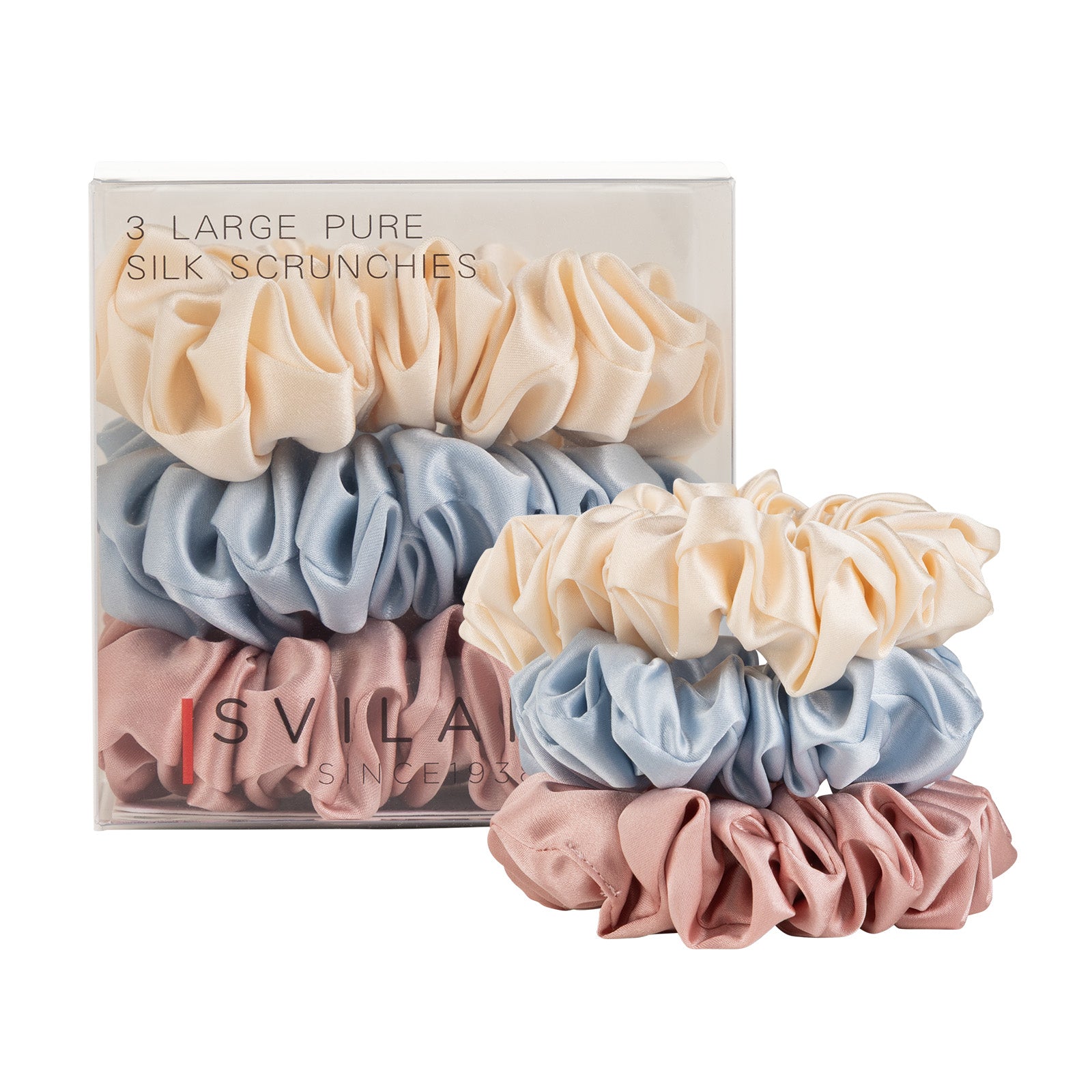 Svilanit set de trei elastice de păr din mătase premium de dud Pastel