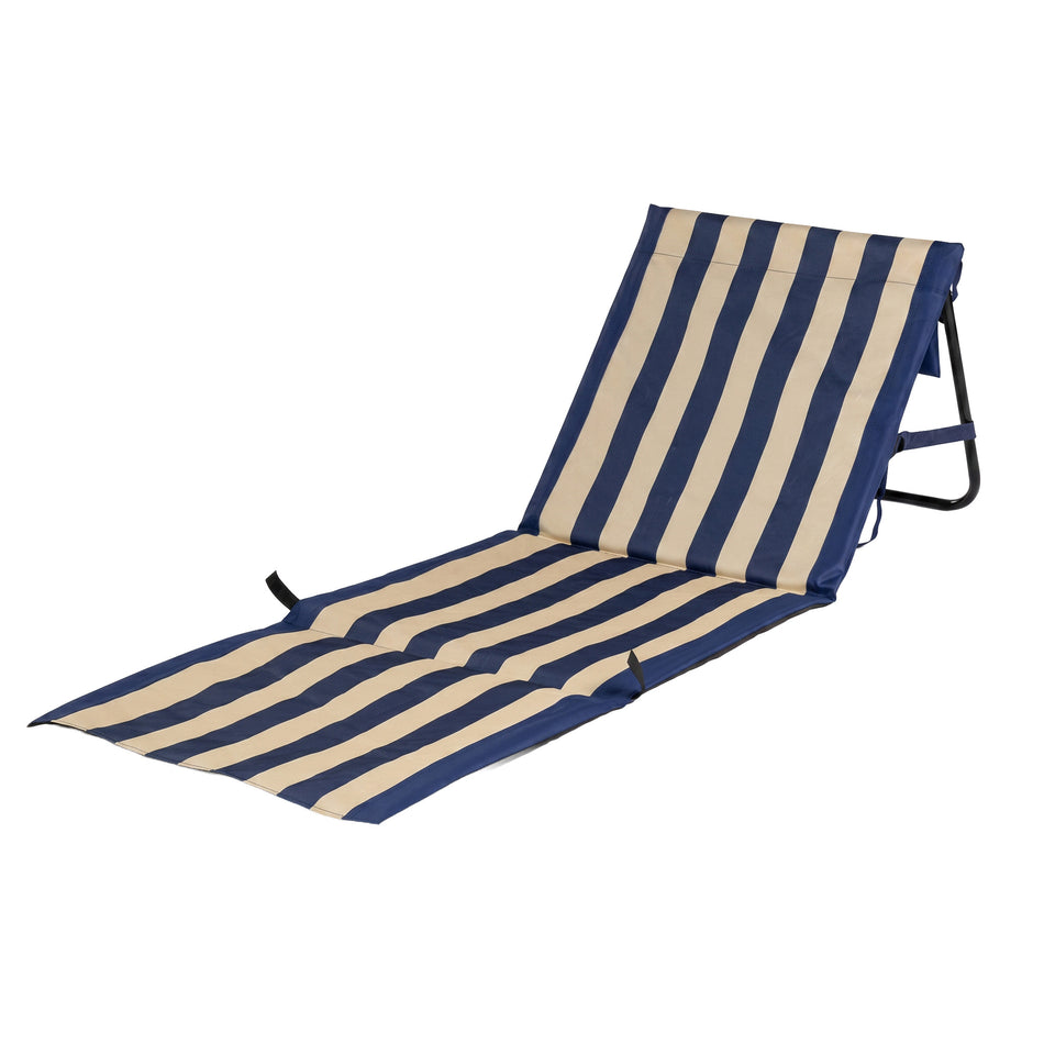 Svilanit saltea de plajă tip șezlong cu spătar Stripes, albastru/nisipiu