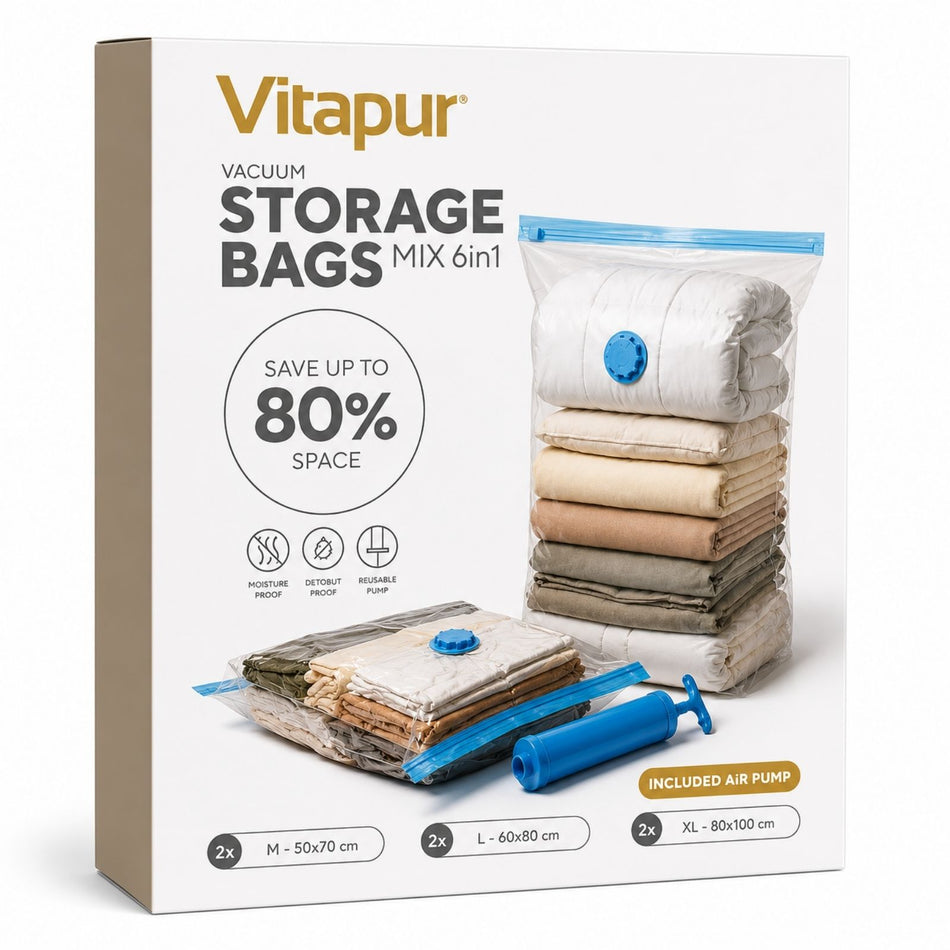 Pungi vacuum haine MIX 6 în 1 și pompă manuală