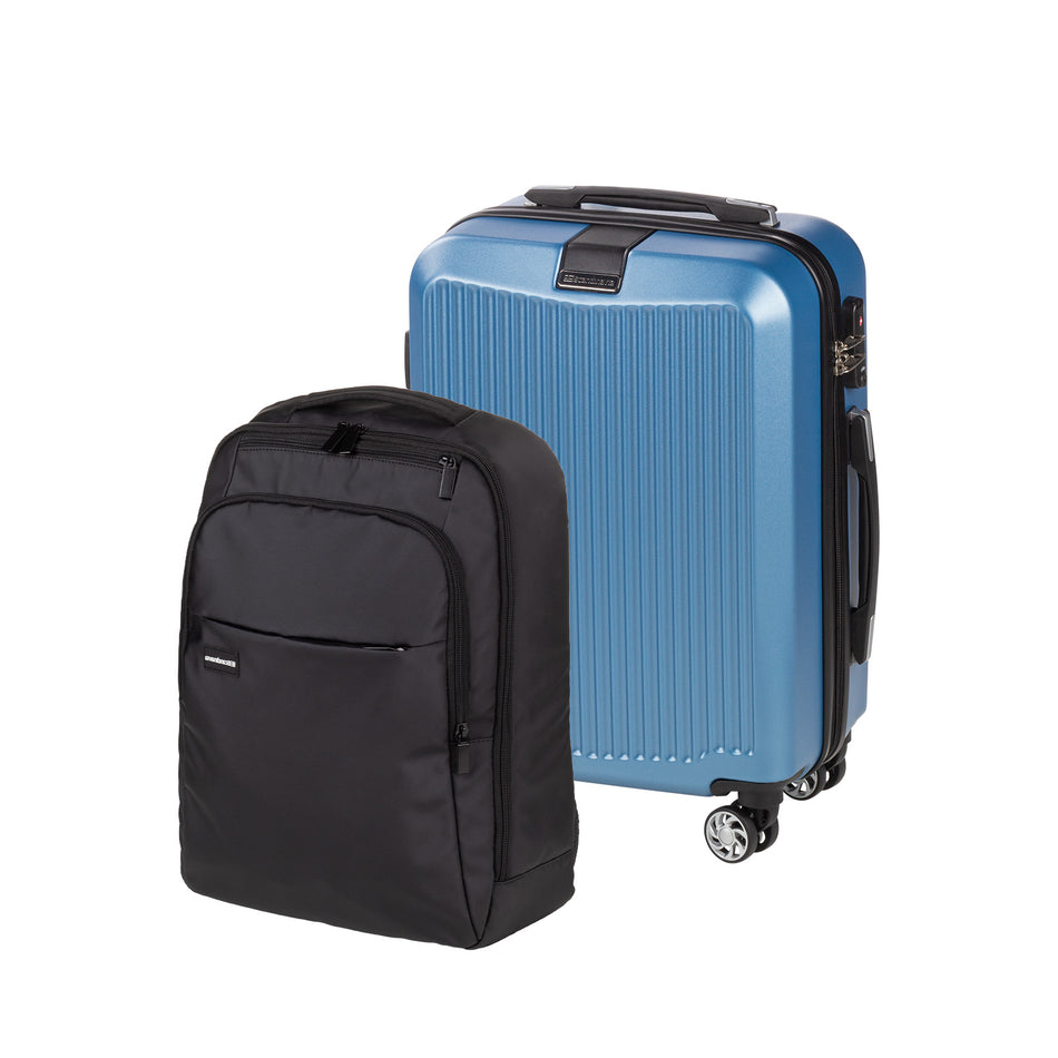 Set de troller de cabină Scandinavia Carbon (40 L, albastru) și rucsac urban Scandinavia Around (20 L)