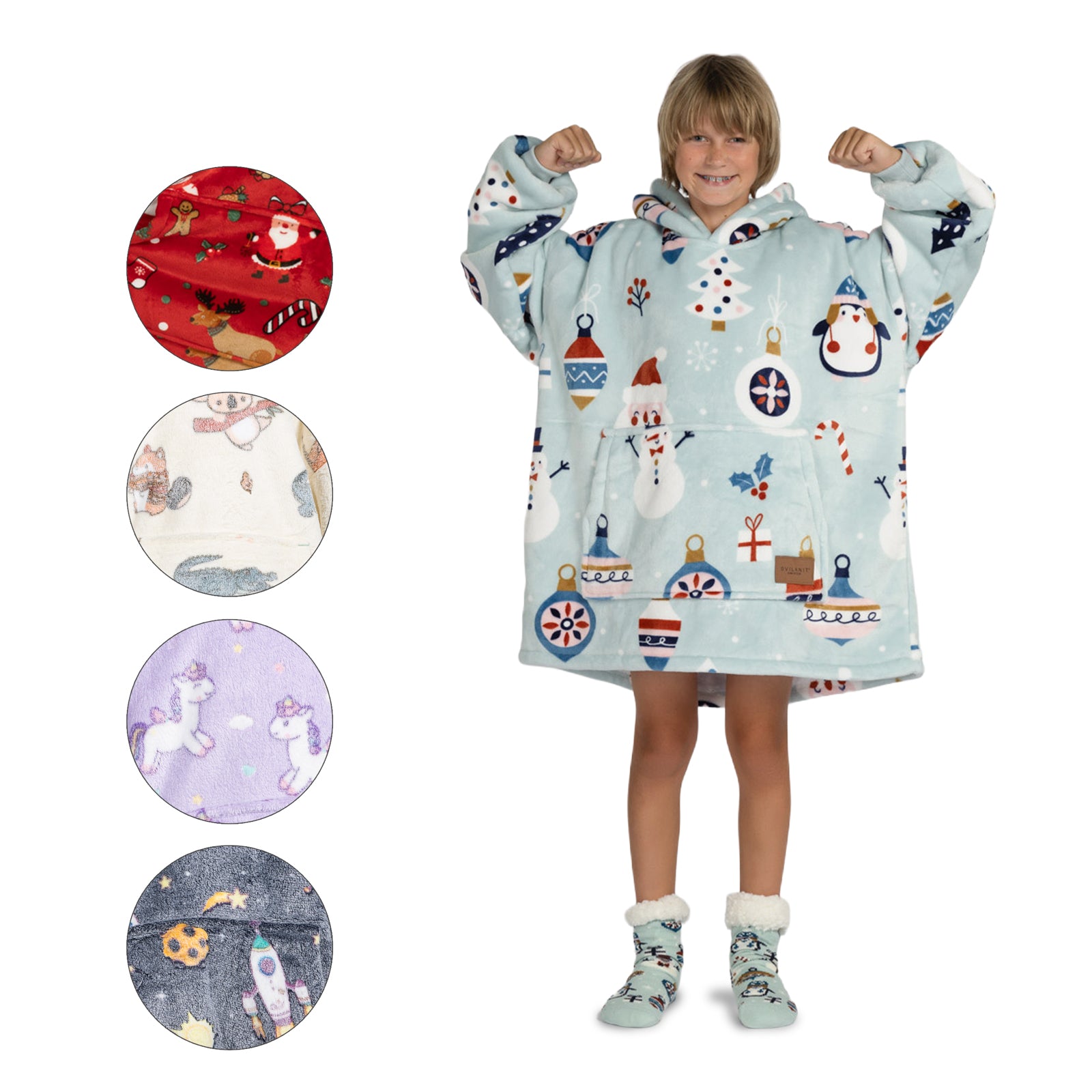 Pătură Hoodie pentru copii Svilanit + Cadou: Șosete