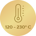 Interval de temperatură de 120–230 °C2