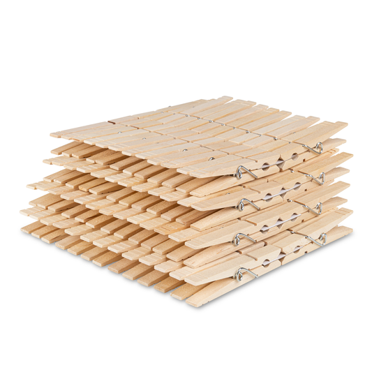 Set de 100 de cârlige de rufe din lemn