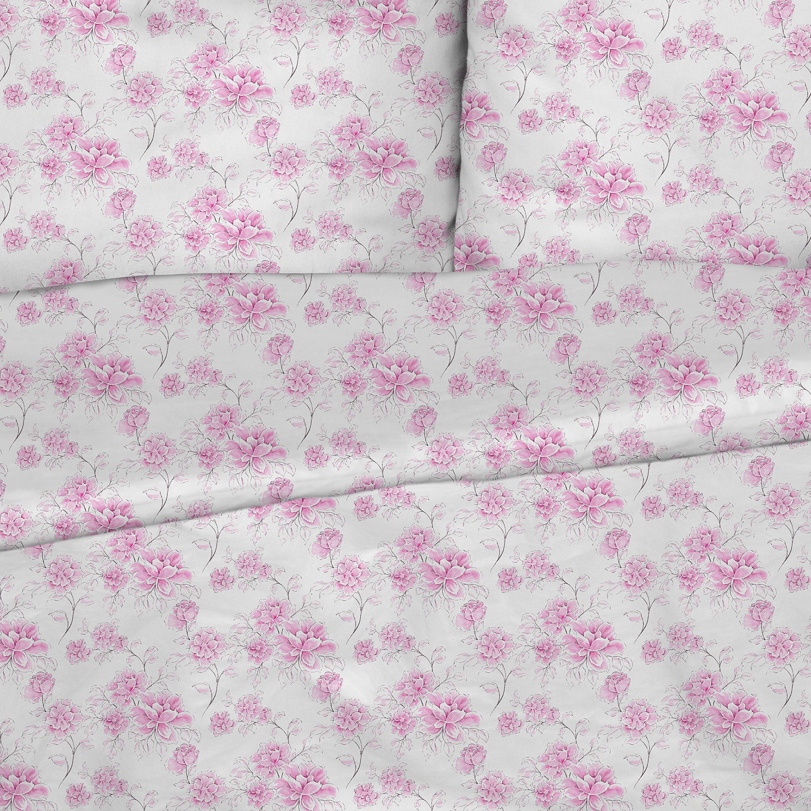 Lenjerie de pat din satin de bumbac Suena Rose